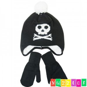 Skull n Bones Beanie & Mittens Set