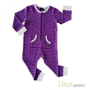 Linzi Merino Onesie - Purple Striped